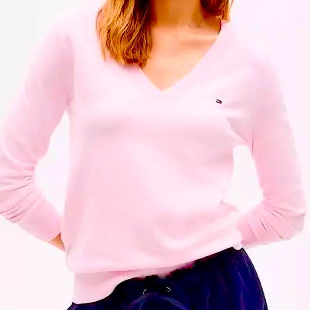 Tommy Hilfiger Pink V-Neck Sweater